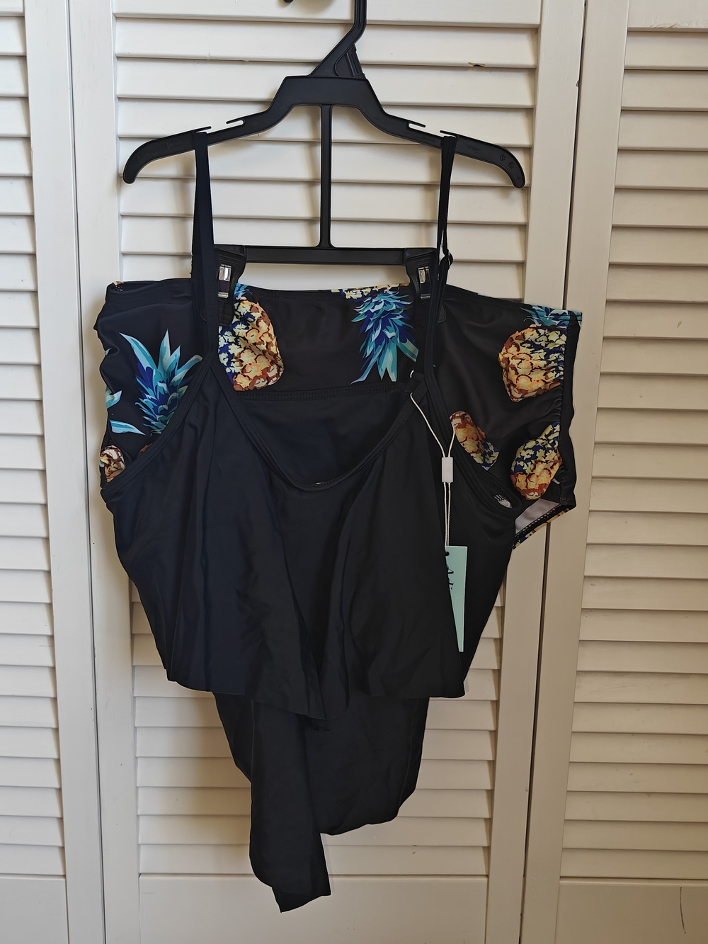 Adisputent Amazon Black Pineapple Print Tankini High Waisted Swim Set Size L